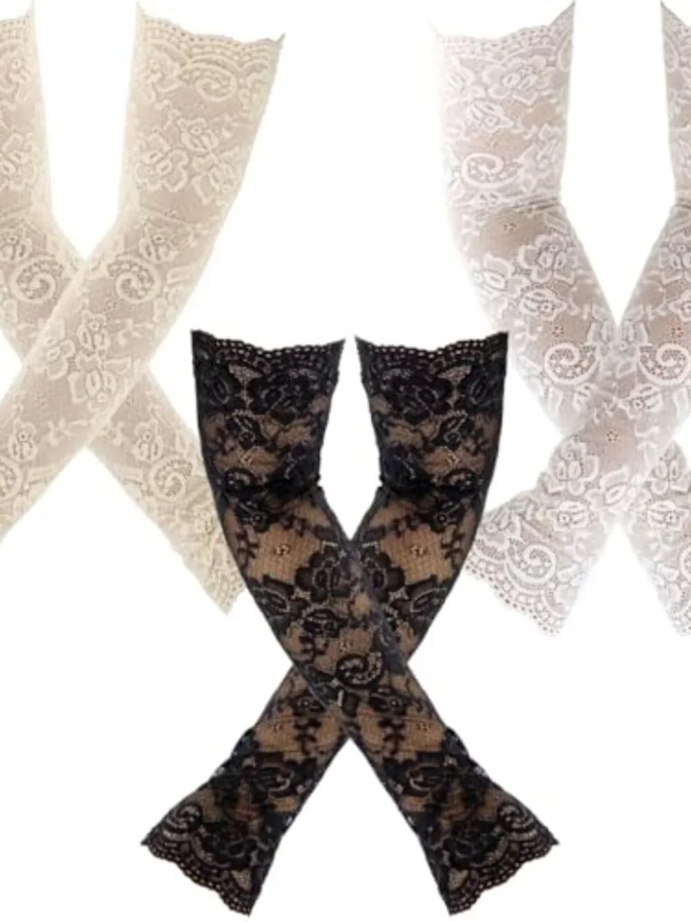 Lace Fingerless Gloves for Women, Elbow Length, Wedding Bridal Bundle, Party